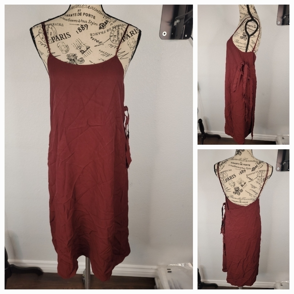 Helmut Lang XS Wrap Tank Dress Midi 100% Silk Slip
